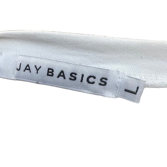 Jay Basics sz L statement sleeve blue white striped 3/4 sleeve cotton soft class - Picture 5 of 7